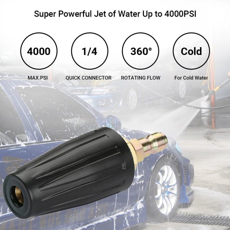 Pressure Washer Tips Turbo Nozzle 4000psi Max Rotating Pressure Washer Nozzle with 1/4” Quick Connect for Remove Ads Bark Rust  |   Others Hardware & Gadgets Black/Blue