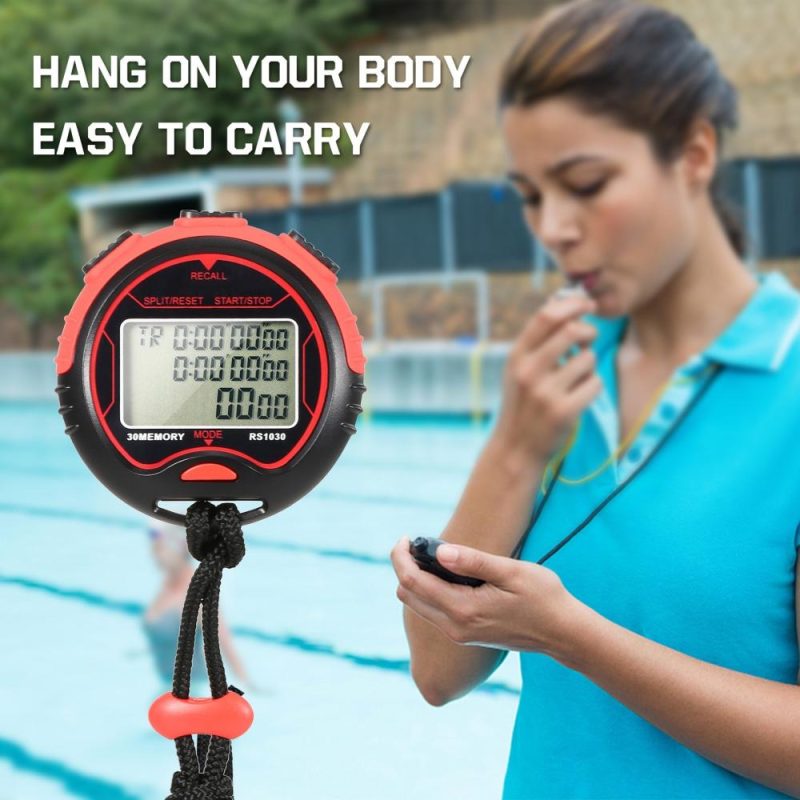 Professional Digital Stopwatch Timer Waterproof Digital Handheld LCD Timer Chronograph Sports Counter with Strap for Swimming Running   Football Training  |   Others Others Others