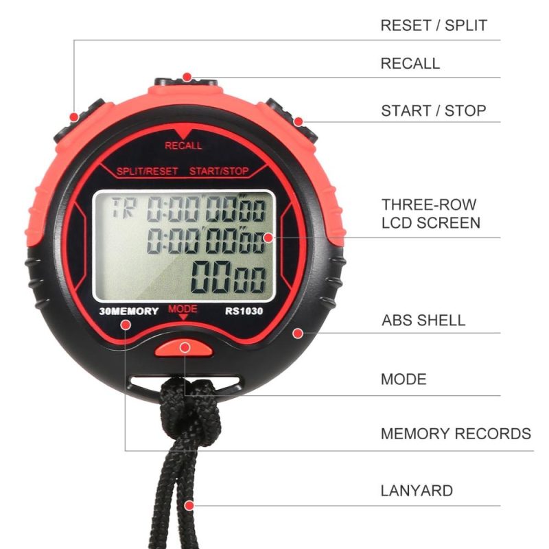 Professional Digital Stopwatch Timer Waterproof Digital Handheld LCD Timer Chronograph Sports Counter with Strap for Swimming Running   Football Training  |   Others Others Others