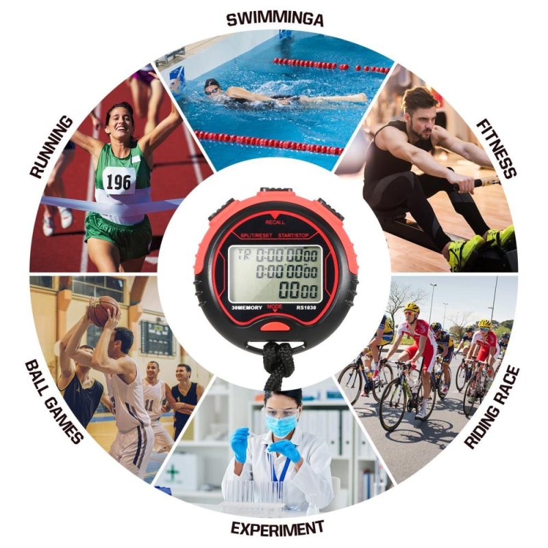 Professional Digital Stopwatch Timer Waterproof Digital Handheld LCD Timer Chronograph Sports Counter with Strap for Swimming Running   Football Training  |   Others Others Others