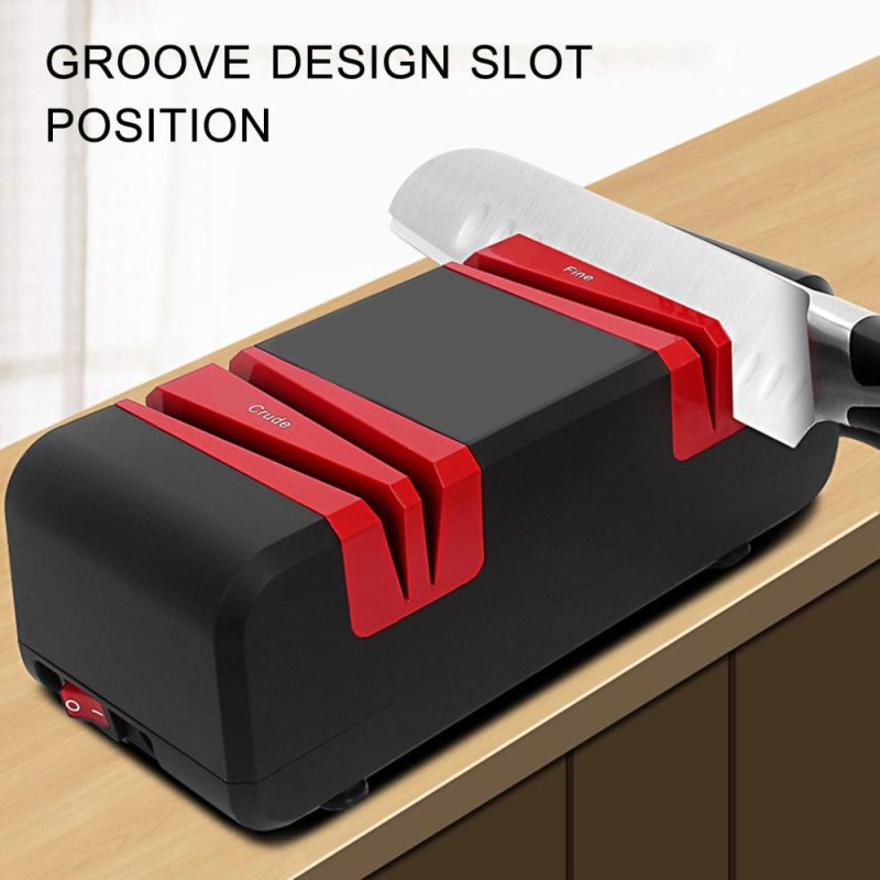 Professional Electric Knife Sharpener Multifunctional Automatic Cut Sharpeners with 15-Degree Bevel Crude and Fine Grooves  |   Electrical Equipment & Supplies Electrical Equipment & Supplies Black + White