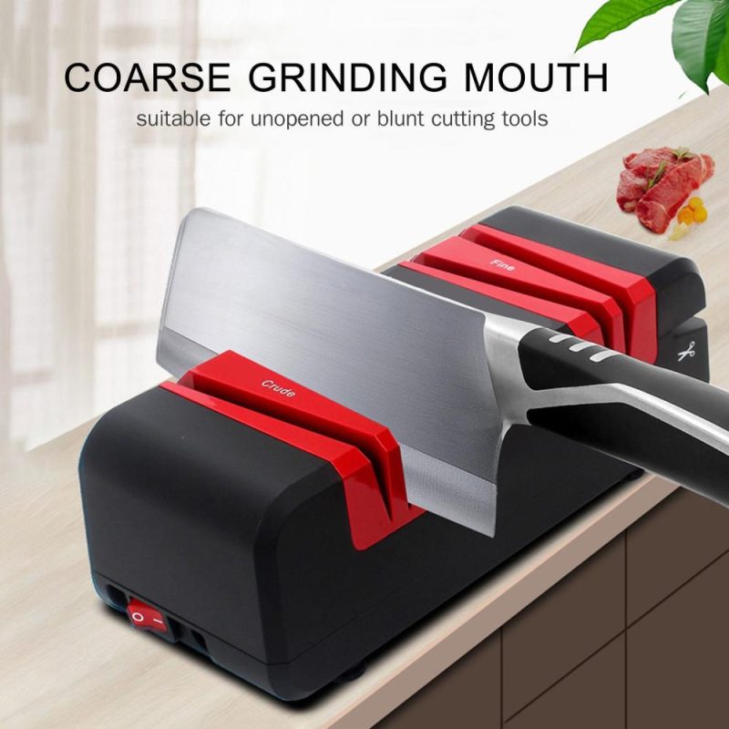 Professional Electric Knife Sharpener Multifunctional Automatic Cut Sharpeners with 15-Degree Bevel Crude and Fine Grooves  |   Electrical Equipment & Supplies Electrical Equipment & Supplies Black + White