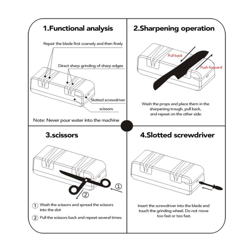 Professional Electric Knife Sharpener Multifunctional Automatic Cut Sharpeners with 15-Degree Bevel Crude and Fine Grooves  |   Electrical Equipment & Supplies Electrical Equipment & Supplies Black + White