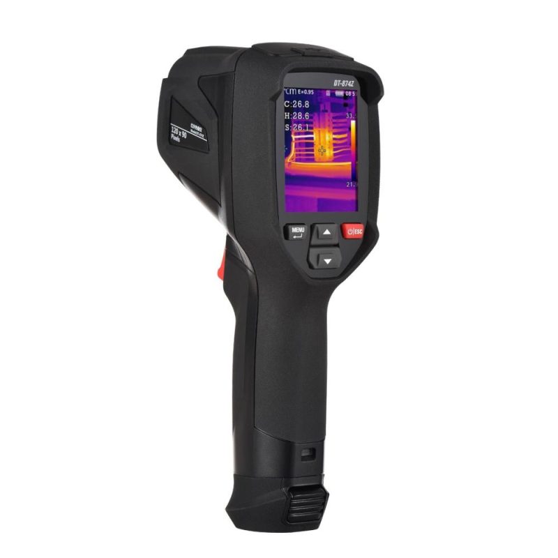 Professional Handheld IR Thermal Imager 120×90 Infrared Thermal Imaging Camera Free Focus 2.4-inch LCD Rechargeable -4℉~752℉ Temperature Auto Tracking Tester with 8GB Memory Card, 8 Palettes, Temperature Alarm  |   Infrared Thermometer Infrared Thermometer Black