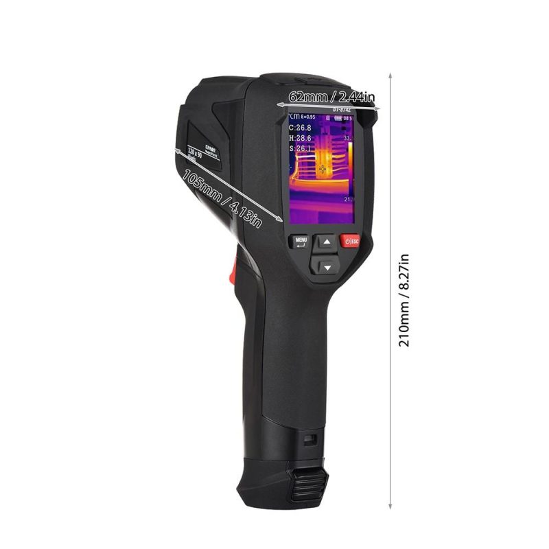 Professional Handheld IR Thermal Imager 120×90 Infrared Thermal Imaging Camera Free Focus 2.4-inch LCD Rechargeable -4℉~752℉ Temperature Auto Tracking Tester with 8GB Memory Card, 8 Palettes, Temperature Alarm  |   Infrared Thermometer Infrared Thermometer Black