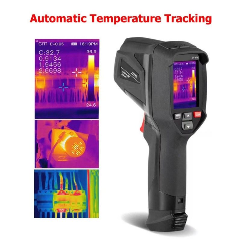 Professional Handheld IR Thermal Imager 120×90 Infrared Thermal Imaging Camera Free Focus 2.4-inch LCD Rechargeable -4℉~752℉ Temperature Auto Tracking Tester with 8GB Memory Card, 8 Palettes, Temperature Alarm  |   Infrared Thermometer Infrared Thermometer Black