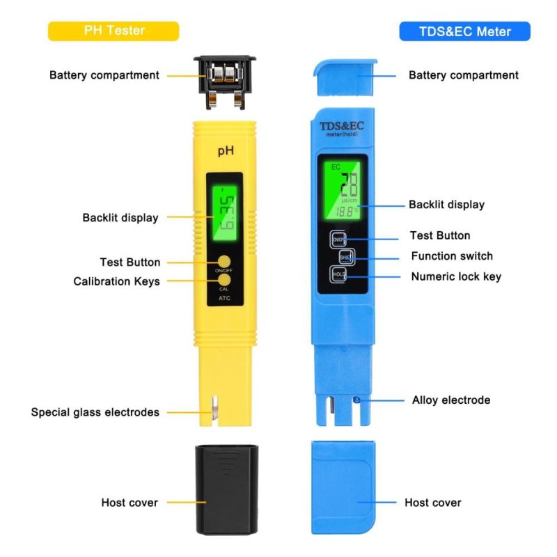 Professional PH Tester TDS/EC Test Pen Multifunctional Water PH Test Tool Set Handheld Water Detect Device Kit (Without Soil Detector)  |   Soil analysis equipment Soil analysis equipment