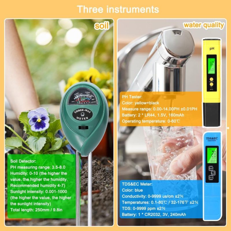 Professional Soil Detector PH Tester Soil Moisture/PH/Sunlight Intensity Test  |   Soil analysis equipment Measurement & Analysis Instruments Multicolor