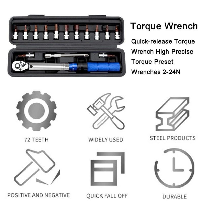 Quick-release Torque Wrench High Precise Torque Preset Wrenches 2-24N.m Torque Adjustable 1/4inch Ratchet Wrench Bike Car Bicycle Repairing Tool  |   Hardware & Accessories Hardware & Accessories Black