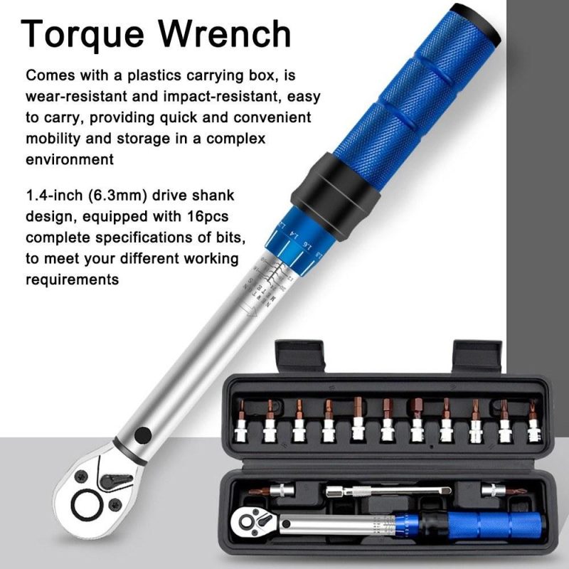 Quick-release Torque Wrench High Precise Torque Preset Wrenches 2-24N.m Torque Adjustable 1/4inch Ratchet Wrench Bike Car Bicycle Repairing Tool  |   Hardware & Accessories Hardware & Accessories Black