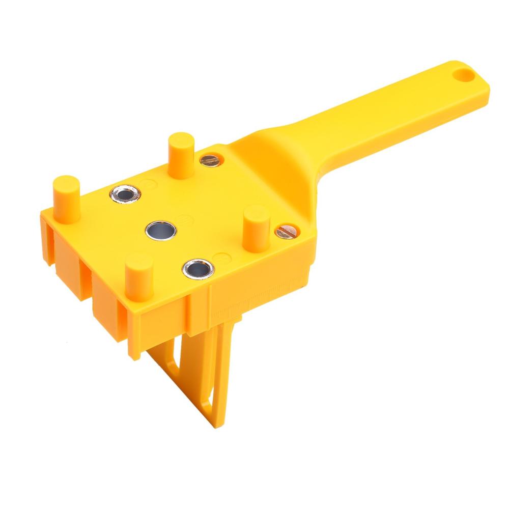 Quick Wood Doweling Jig ABS Plastic Handheld Pocket Hole Jig Fit 6/8/10mm Bit Hole Puncher For Carpentry Dowel Joints Drill Guide Metal Sleeve Yellow  |   Others Hardware & Gadgets Others