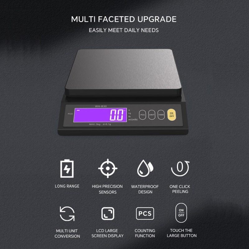 Rechargeable Baking Electric Scale IP67 Waterproof High Accurate Kitchen Scale with Counting Tare Zeroing Auto Power Off Unit Conversion Function  |   Digital Scales Digital Scales Digital Scales