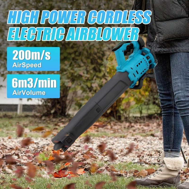 Rechargeable Brushed Leaves Sweeper Dust Collector High Power Cordless Electric AirBlower Multifunctional Portable Dust Blower Garden Cleaning Accessory  |   Electrical Equipment & Supplies Electrical Equipment & Supplies Blue