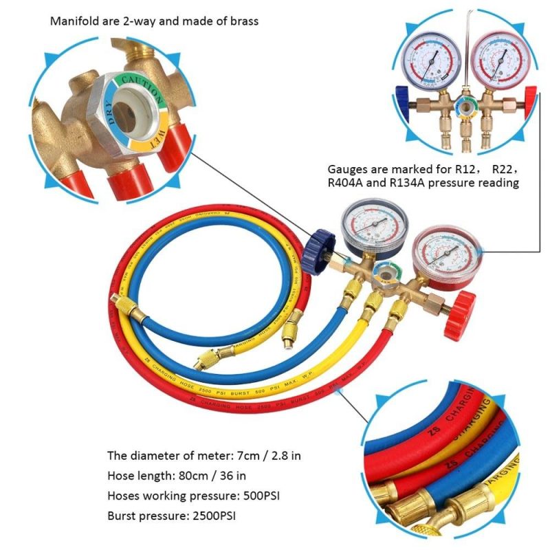 Refrigerant Manifold Gauge Set Air Conditioning Tools  |   Other Instruments Measurement & Analysis Instruments Other Instruments