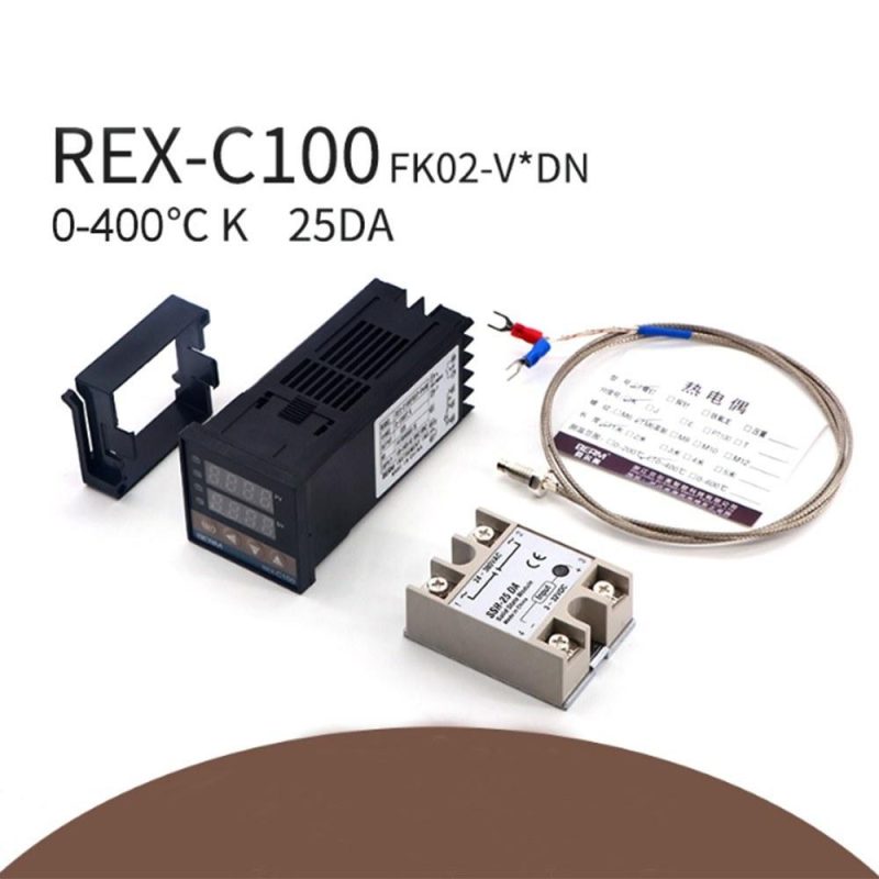 REX-C100FK02-V*DN Intelligent Temperature Controller SSR Output + SSR-25 DA +M6 1M Cable 3Pcs Set  |   Temperature & Humidity Measurements Measurement & Analysis Instruments Black