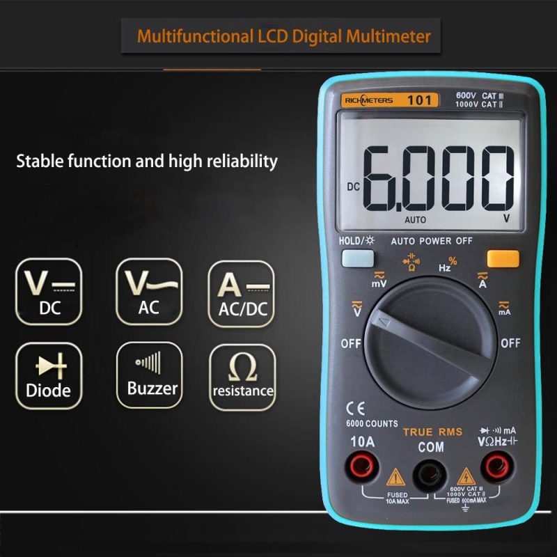 RICHMETERS RM101 True RMS Multifunctional LCD Digital Multimeter  |   Digital Multimeters & Oscilloscopes Digital Multimeters & Oscilloscopes Digital Multimeters & Oscilloscopes