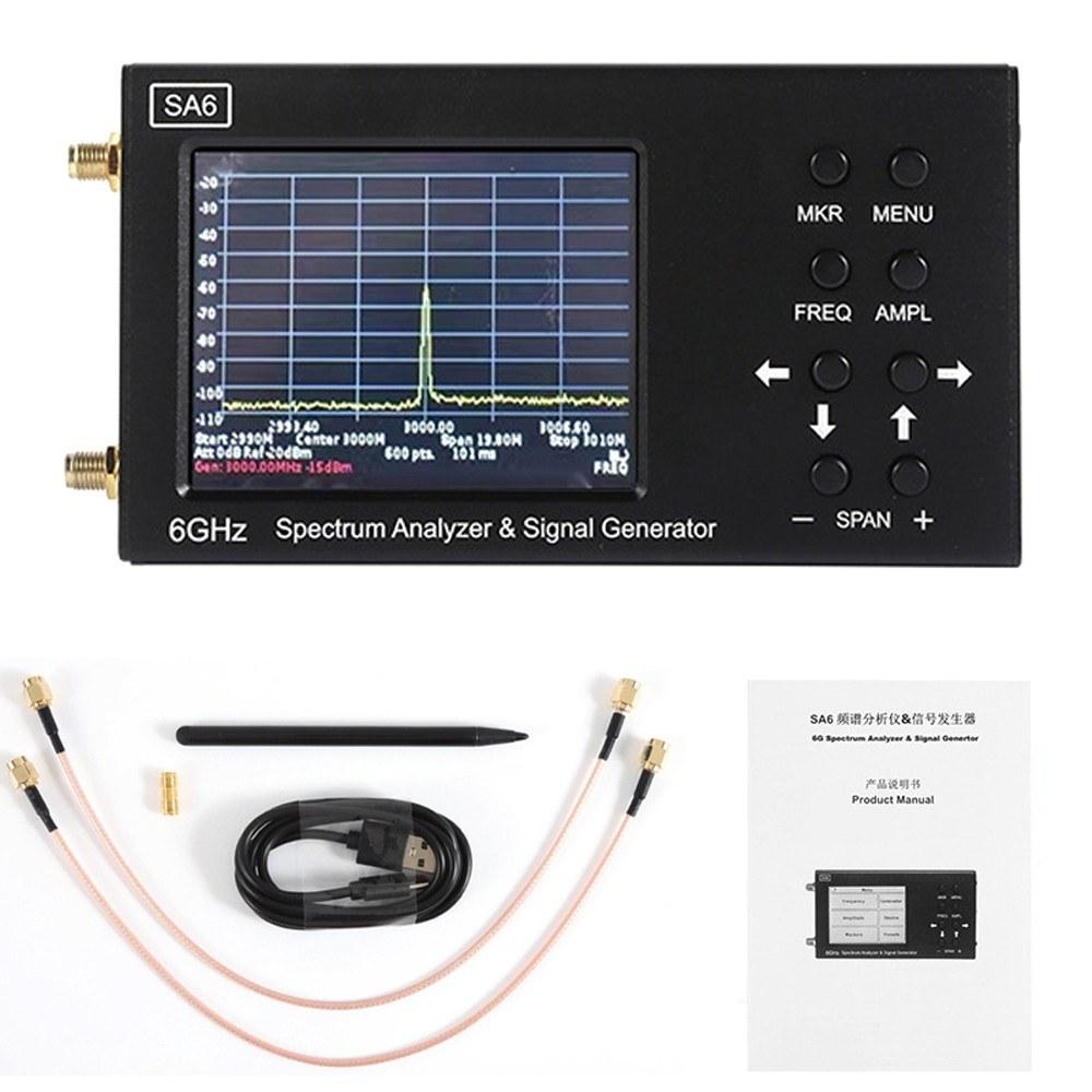 SA6 Portable Spectrum Analyzer Signal Generator 3.2 inch Touched Screen Multifunctional Handheld Spectrum Analyzer Signalizer Signal Tester  |   Other Instruments Measurement & Analysis Instruments Black