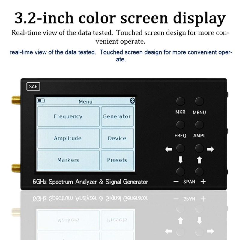 SA6 Portable Spectrum Analyzer Signal Generator 3.2 inch Touched Screen Multifunctional Handheld Spectrum Analyzer Signalizer Signal Tester  |   Other Instruments Measurement & Analysis Instruments Black