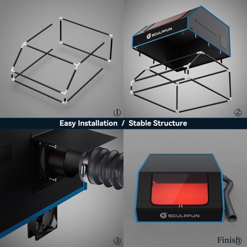 SCULPFUN B1 Laser Engraver Protective Cover with Powerful Suction Fan 680x765x380mm Large Size  |   Laser Equipment Laser Equipment Laser Equipment