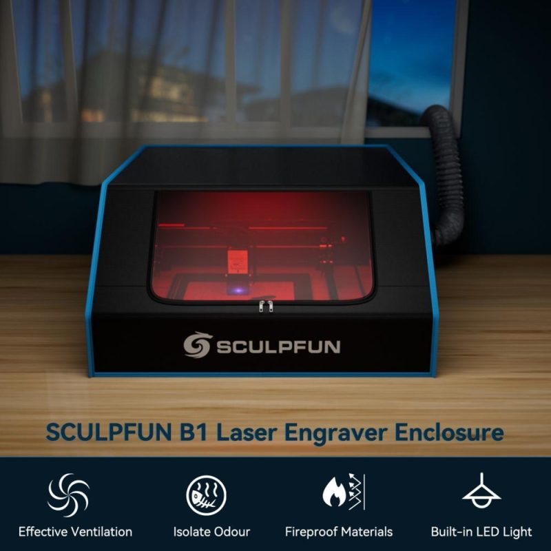 SCULPFUN B1 Laser Engraver Protective Cover with Powerful Suction Fan 680x765x380mm Large Size  |   Laser Equipment Laser Equipment Laser Equipment