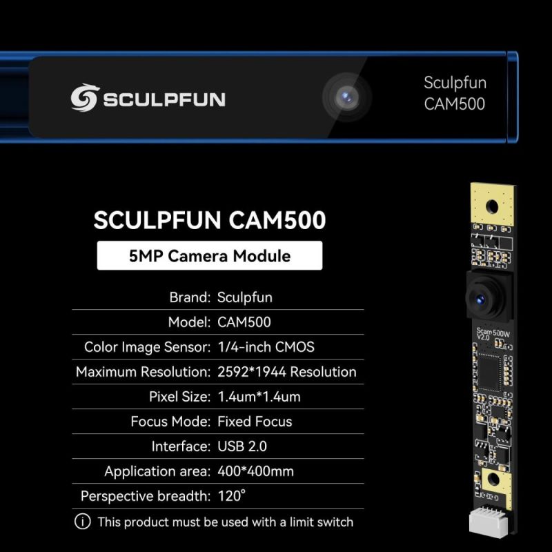 SCULPFUN CAM500 Camera 5MP Pixel 120 Degrees Wide Angle Lens 400x400mm Working Area  |   Laser Equipment Laser Equipment Laser Equipment