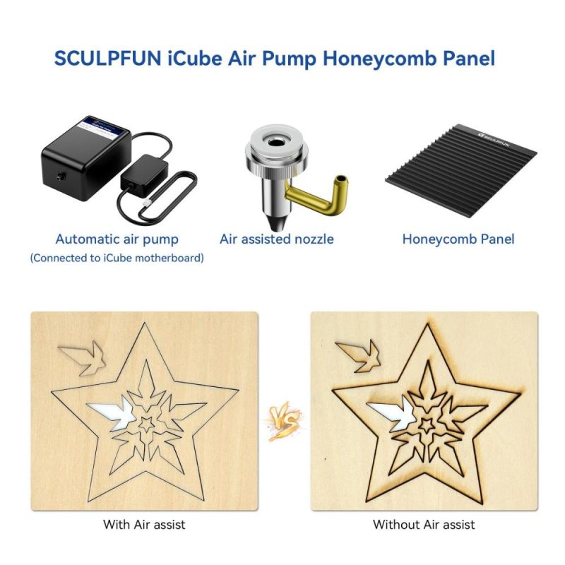 SCULPFUN iCube Laser Engraver Honeycomb Working Table and Air Pump Kit  |   Laser Equipment Laser Equipment Laser Equipment