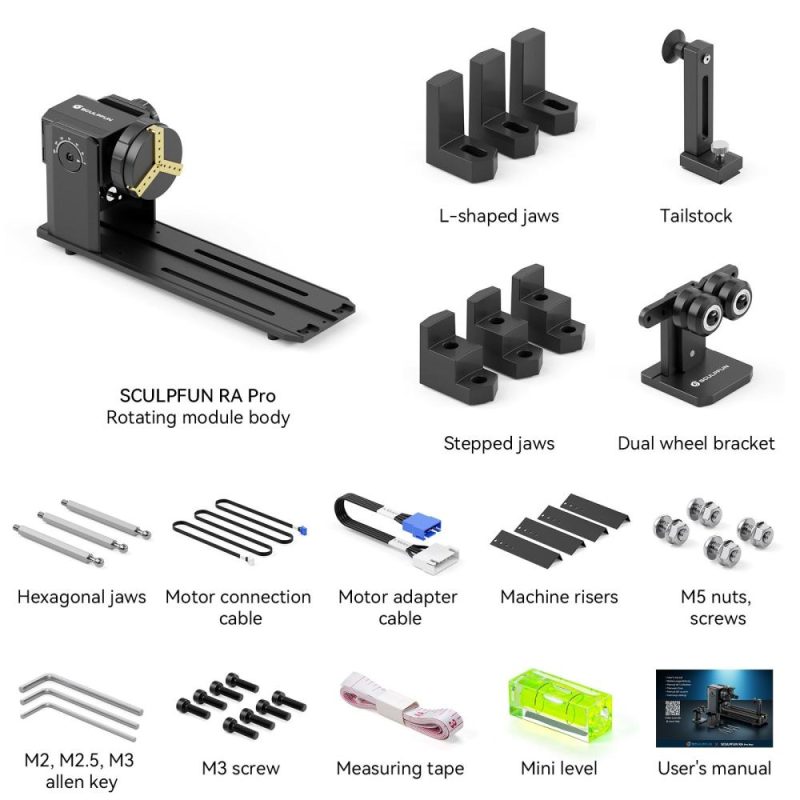 SCULPFUN RA Pro Rotary Chuck for Laser Engraver  |   Laser Equipment Laser Equipment Laser Equipment