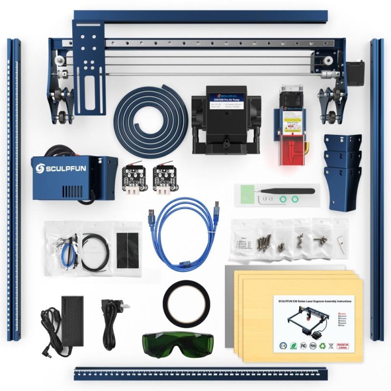 SCULPFUN S30 5W Laser Engraver with Automatic Air-assist System and 400x400mm Honeycomb Board  |   Laser Equipment Laser Equipment Laser Equipment