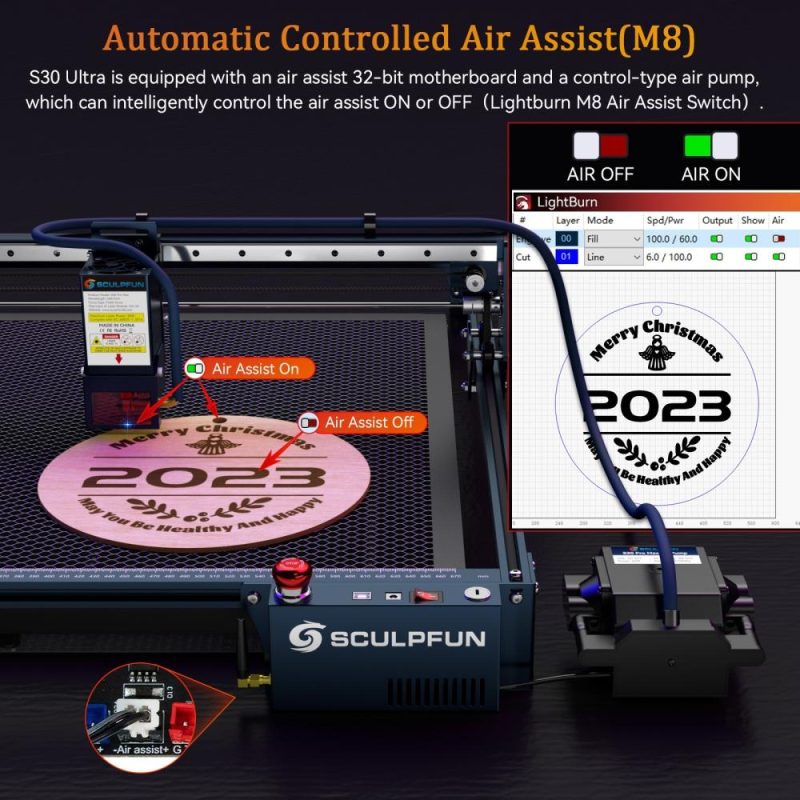 SCULPFUN S30 Ultra 11W Laser Engraver 600x600mm Engraving Area Automatic Air Assist  |   Laser Equipment Laser Equipment Laser Equipment