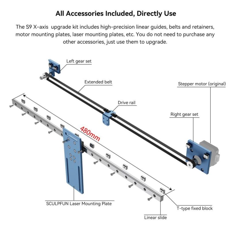 SCULPFUN S6/S6PRO/S9 X-axis Linear Guide Upgrade Kit High Precision Industrial Grade Direct Installation Without Drilling  |   Laser Equipment Laser Equipment Laser Equipment