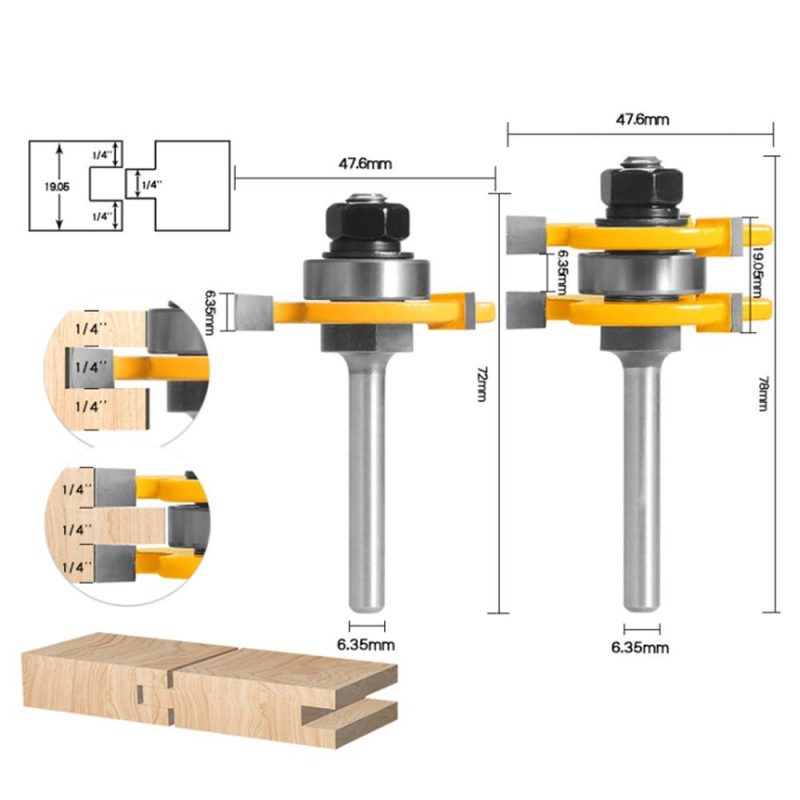 Set of 2PCS Shank Milling Cutter Router Bits Set T-slot Wood Cutters for Woodworking Carpener Portable  |   Others Hardware & Gadgets Others