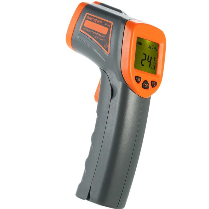 SMART SENSOR -32～380℃ 12:1 Portable Handheld Digital Non-contact Infrared Thermometer  |   Infrared Thermometer Infrared Thermometer Grey + Orange