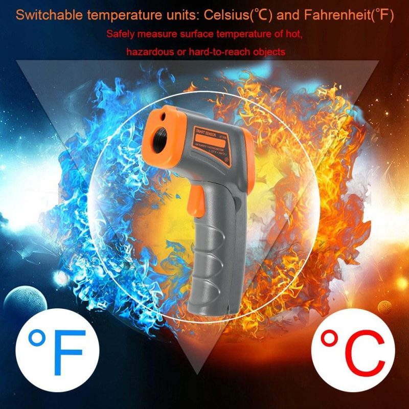 SMART SENSOR -32～380℃ 12:1 Portable Handheld Digital Non-contact Infrared Thermometer  |   Infrared Thermometer Infrared Thermometer Grey + Orange