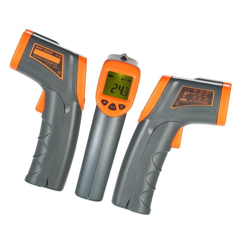 SMART SENSOR -32～380℃ 12:1 Portable Handheld Digital Non-contact Infrared Thermometer  |   Infrared Thermometer Infrared Thermometer Grey + Orange