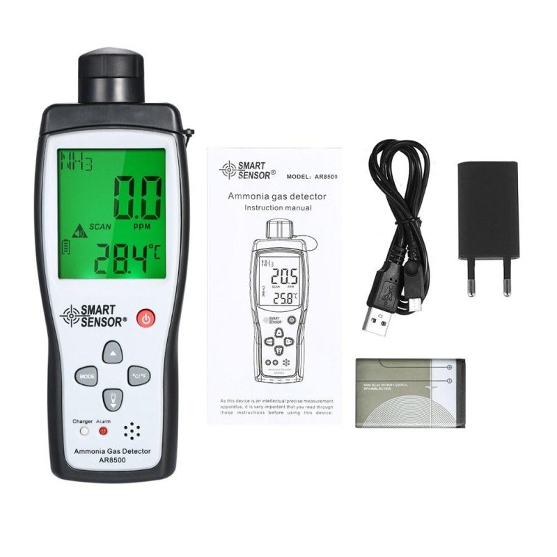 SMART SENSOR Ammonia Detector Ammonia Gas Meter Digital Portable Automotive Ammonia Gas Tester Monitor NH3 Detector  |   Gas detection equipment Measurement & Analysis Instruments Black