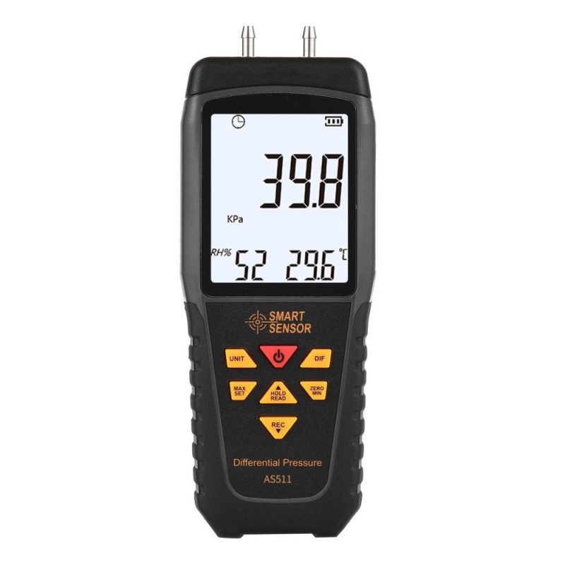 SMART SENSOR AS511 Digital Differential Pressure Gauge -39.98~39.98KPA Manometer Dual Port Air Gas Pressure Tester  |   Other Instruments Measurement & Analysis Instruments Other Instruments