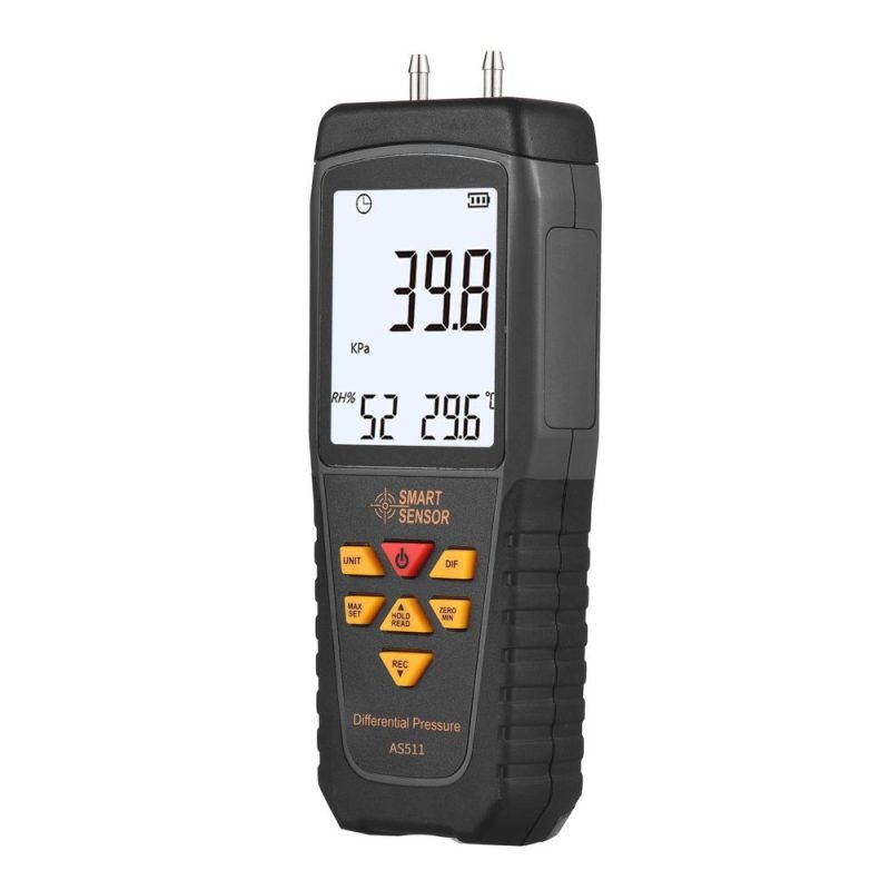 SMART SENSOR AS511 Digital Differential Pressure Gauge -39.98~39.98KPA Manometer Dual Port Air Gas Pressure Tester  |   Other Instruments Measurement & Analysis Instruments Other Instruments