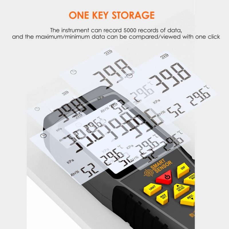 SMART SENSOR AS511 Digital Differential Pressure Gauge -39.98~39.98KPA Manometer Dual Port Air Gas Pressure Tester  |   Other Instruments Measurement & Analysis Instruments Other Instruments