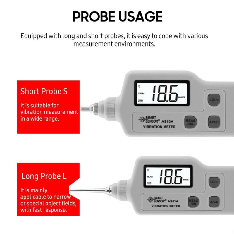 SMART SENSOR AS63A Digital Vibration Meter with LCD Screen Vibration Analyzer Tester AC Output Acceleration / Velocity / Displacement Measurement  |   Other Instruments Measurement & Analysis Instruments Other Instruments