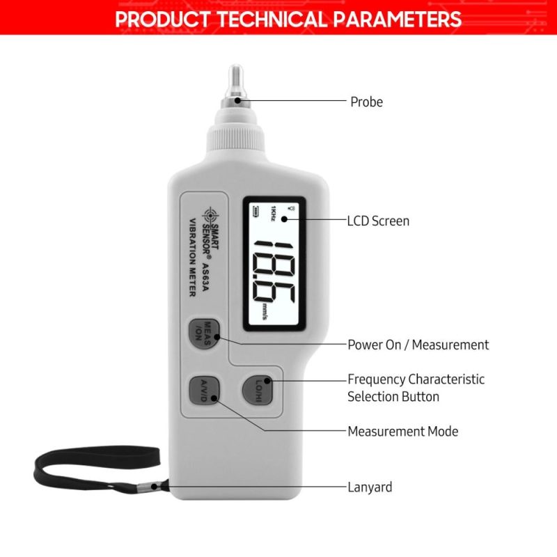 SMART SENSOR AS63A Digital Vibration Meter with LCD Screen Vibration Analyzer Tester AC Output Acceleration / Velocity / Displacement Measurement  |   Other Instruments Measurement & Analysis Instruments Other Instruments