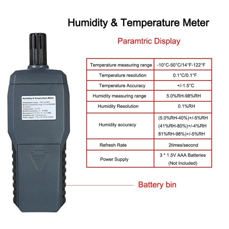 SMART SENSOR Humidity & Temperature Meter High Accuracy Digital LCD Display Humidity Hygrometer Temperature Meter Thermometer Gauge Tester  |   Temperature & Humidity Measurements Measurement & Analysis Instruments Black