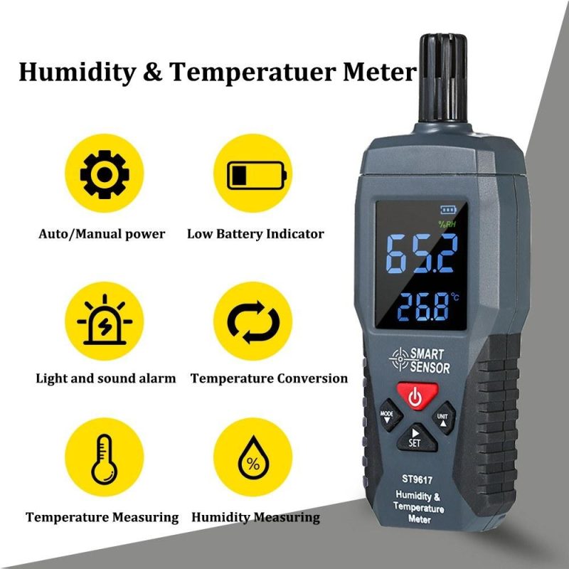 SMART SENSOR Humidity & Temperature Meter High Accuracy Digital LCD Display Humidity Hygrometer Temperature Meter Thermometer Gauge Tester  |   Temperature & Humidity Measurements Measurement & Analysis Instruments Black