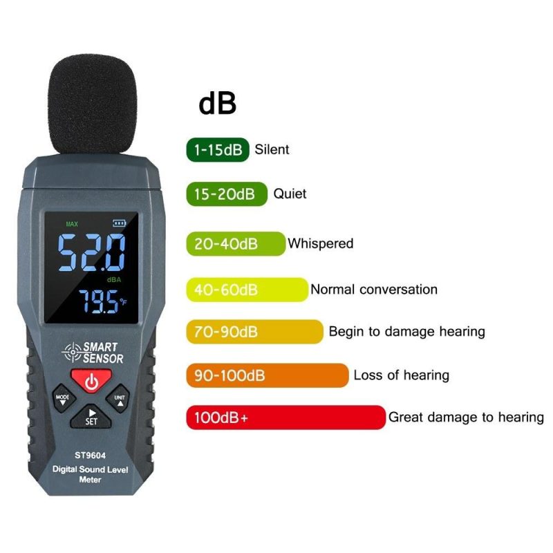 SMART SENSOR Mini Digital Sound Level Meter LCD Display Noise Meter Noise Measuring Instrument Decibel Tester 30-130dBA ST9604  |   Other Instruments Measurement & Analysis Instruments Black