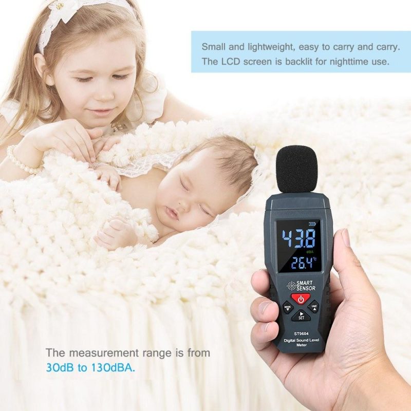 SMART SENSOR Mini Digital Sound Level Meter LCD Display Noise Meter Noise Measuring Instrument Decibel Tester 30-130dBA ST9604  |   Other Instruments Measurement & Analysis Instruments Black