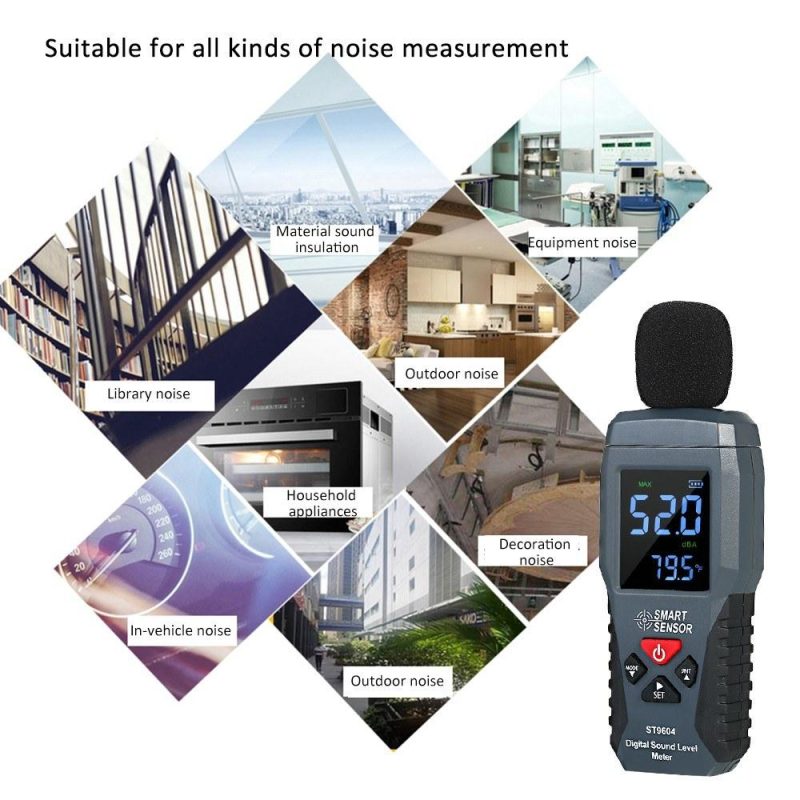 SMART SENSOR Mini Digital Sound Level Meter LCD Display Noise Meter Noise Measuring Instrument Decibel Tester 30-130dBA ST9604  |   Other Instruments Measurement & Analysis Instruments Black