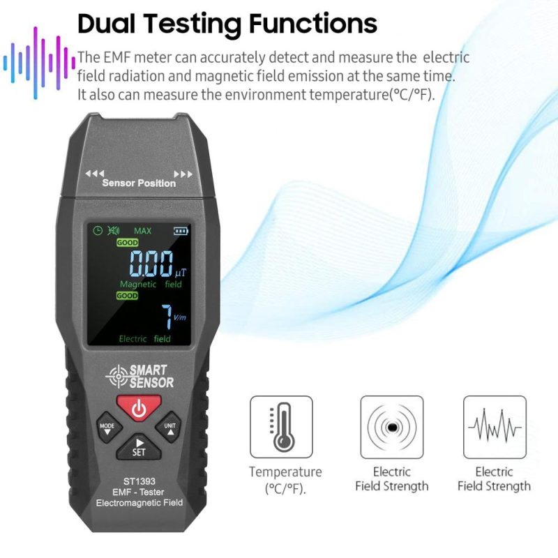 SMART SENSOR ST1393 EMF Meter Electromagnetic Field EMF Detector  Handheld Mini Digital LCD Electromagnetic Field Radiation Tester  |   Other Nature Element Measurements Measurement & Analysis Instruments Black