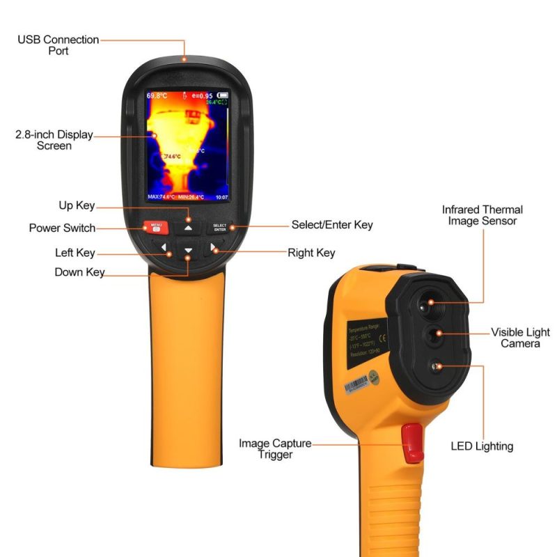 SMART SENSOR ST8550 Rechargeable IR Thermal Imager Portable Thermal Imaging Camera with 2.8-inch LCD Screen 120×90 Resolution -25~550℃ Temperature Range  |   Infrared Thermometer Infrared Thermometer Infrared Thermometer