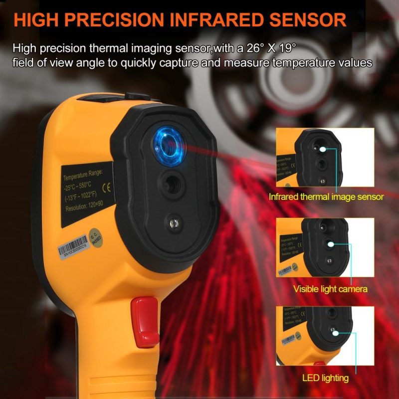 SMART SENSOR ST8550 Rechargeable IR Thermal Imager Portable Thermal Imaging Camera with 2.8-inch LCD Screen 120×90 Resolution -25~550℃ Temperature Range  |   Infrared Thermometer Infrared Thermometer Infrared Thermometer