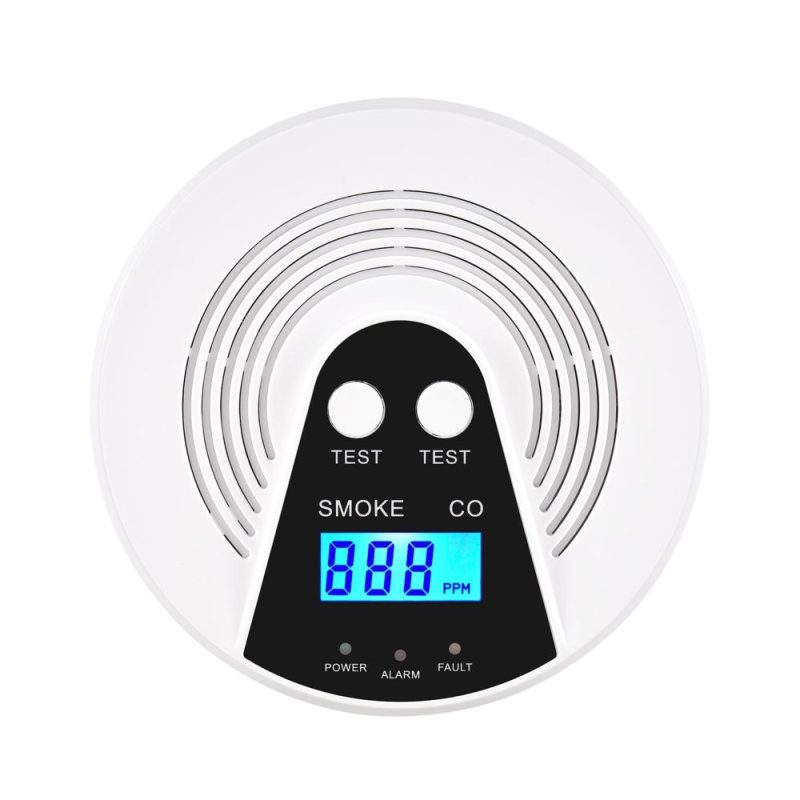 Smoke and Carbon Monoxide Alarm LCD Display CO Detector Smoke Alarm Voice Alert Combination Smoke and CO Alarm Battery Powered  |   Gas detection equipment Gas detection equipment Gas detection equipment