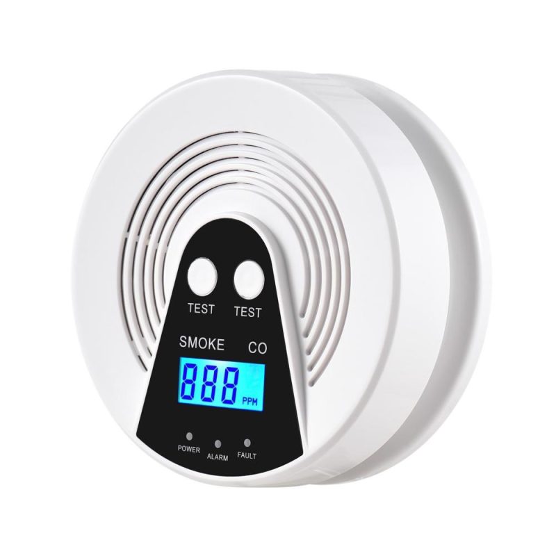 Smoke and Carbon Monoxide Alarm LCD Display CO Detector Smoke Alarm Voice Alert Combination Smoke and CO Alarm Battery Powered  |   Gas detection equipment Gas detection equipment Gas detection equipment